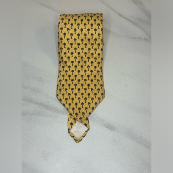 Brooks Brothers Maker gold and blue geometric silk necktie - Picture 1 of 2